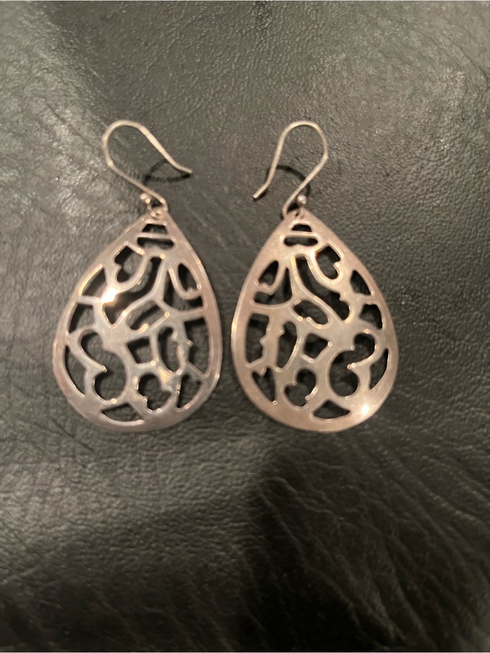 Sterling Silver Teardrop Filigree Dangle Earrings - Silver